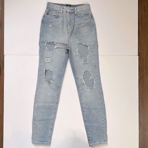 BDG distressed destroyed style denim high rise mom jeans blue sz 25